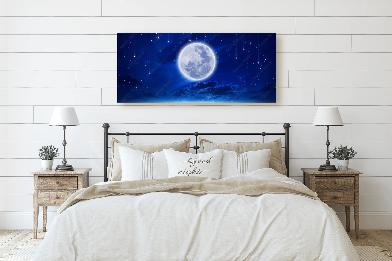 Magiczny pejzaż nocny pod pełnią księżyca