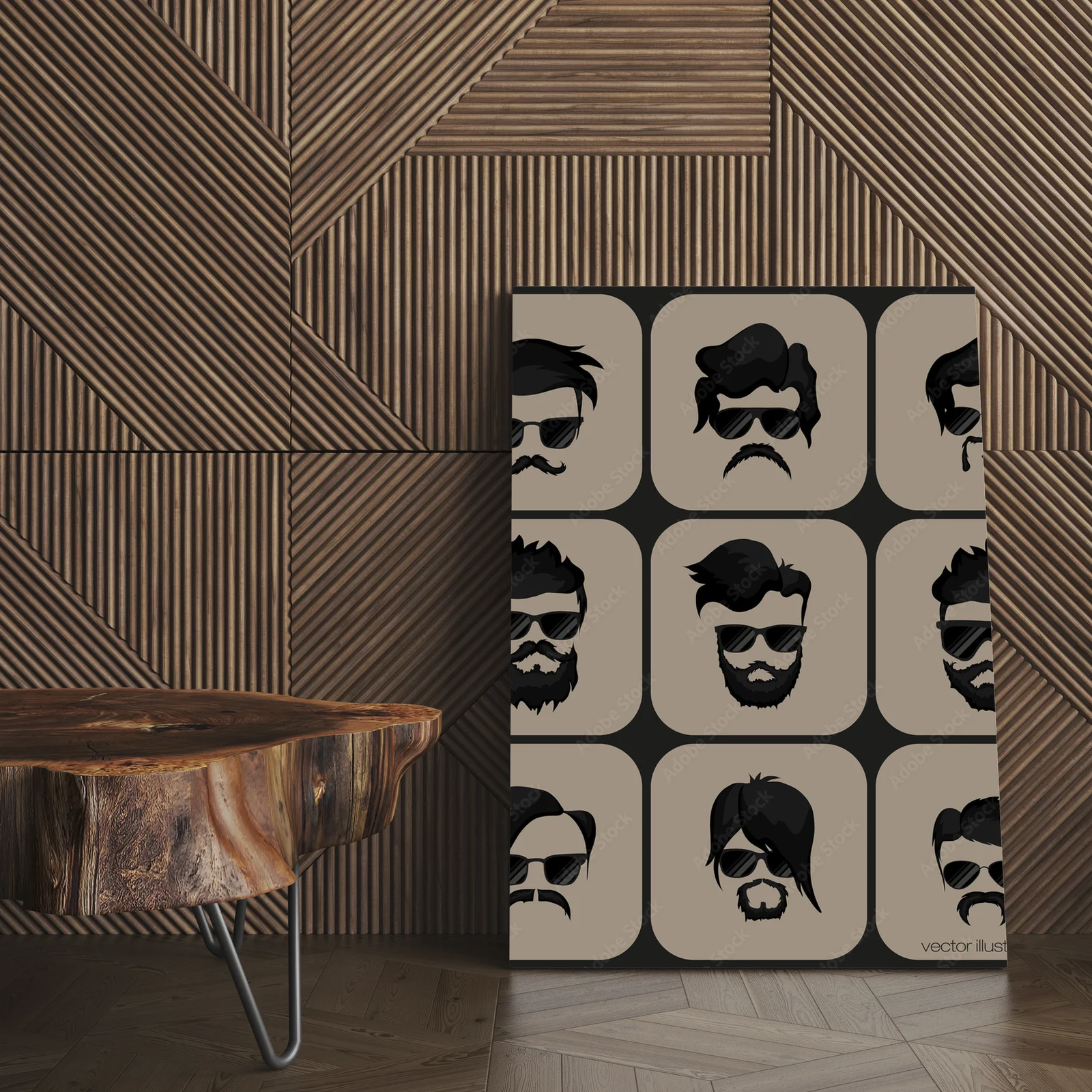Stylowy hipster z eleganckim wąsem i zarostem