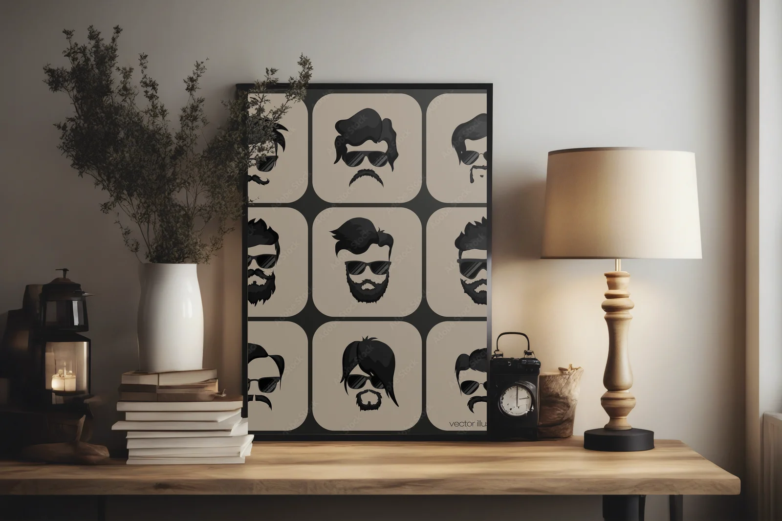 Stylowy hipster z eleganckim wąsem i zarostem