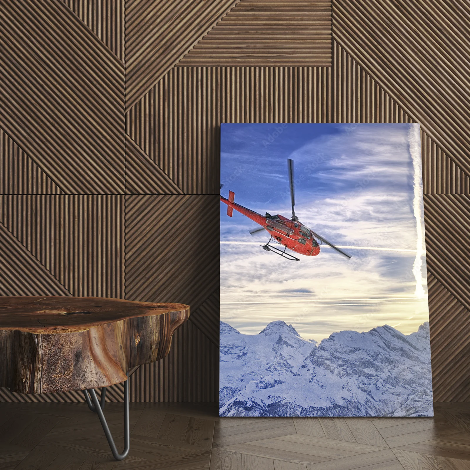 Czerwony helikopter w alpejskim raju