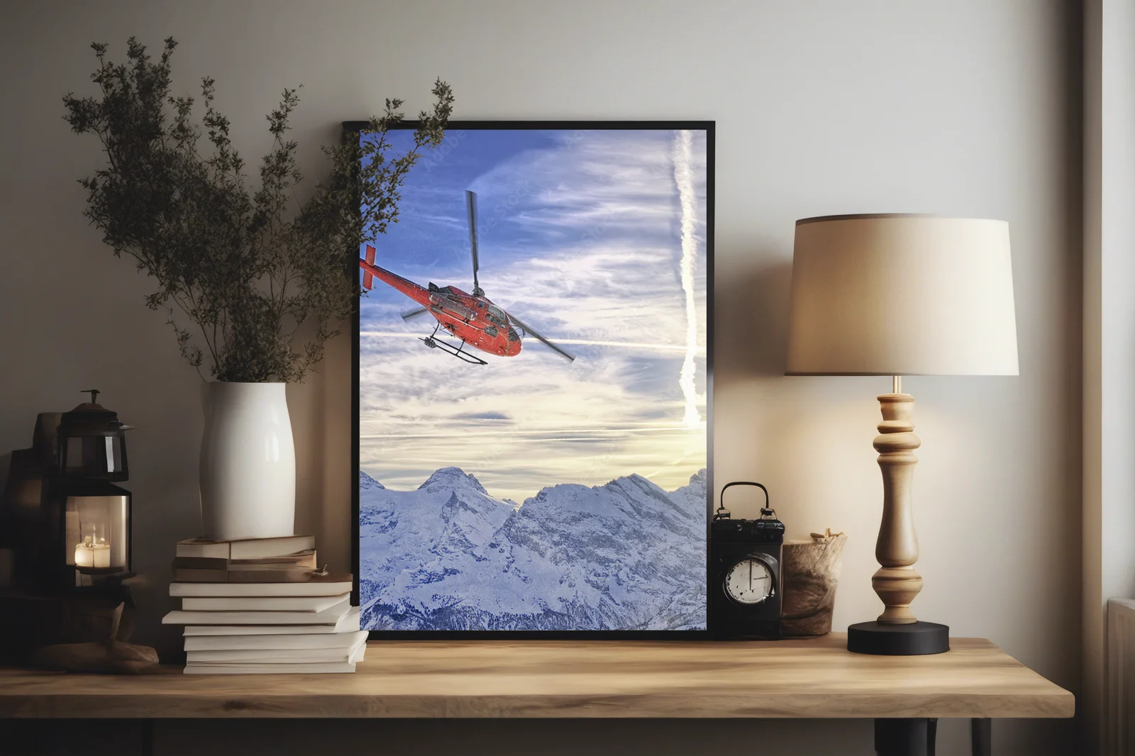 Czerwony helikopter w alpejskim raju