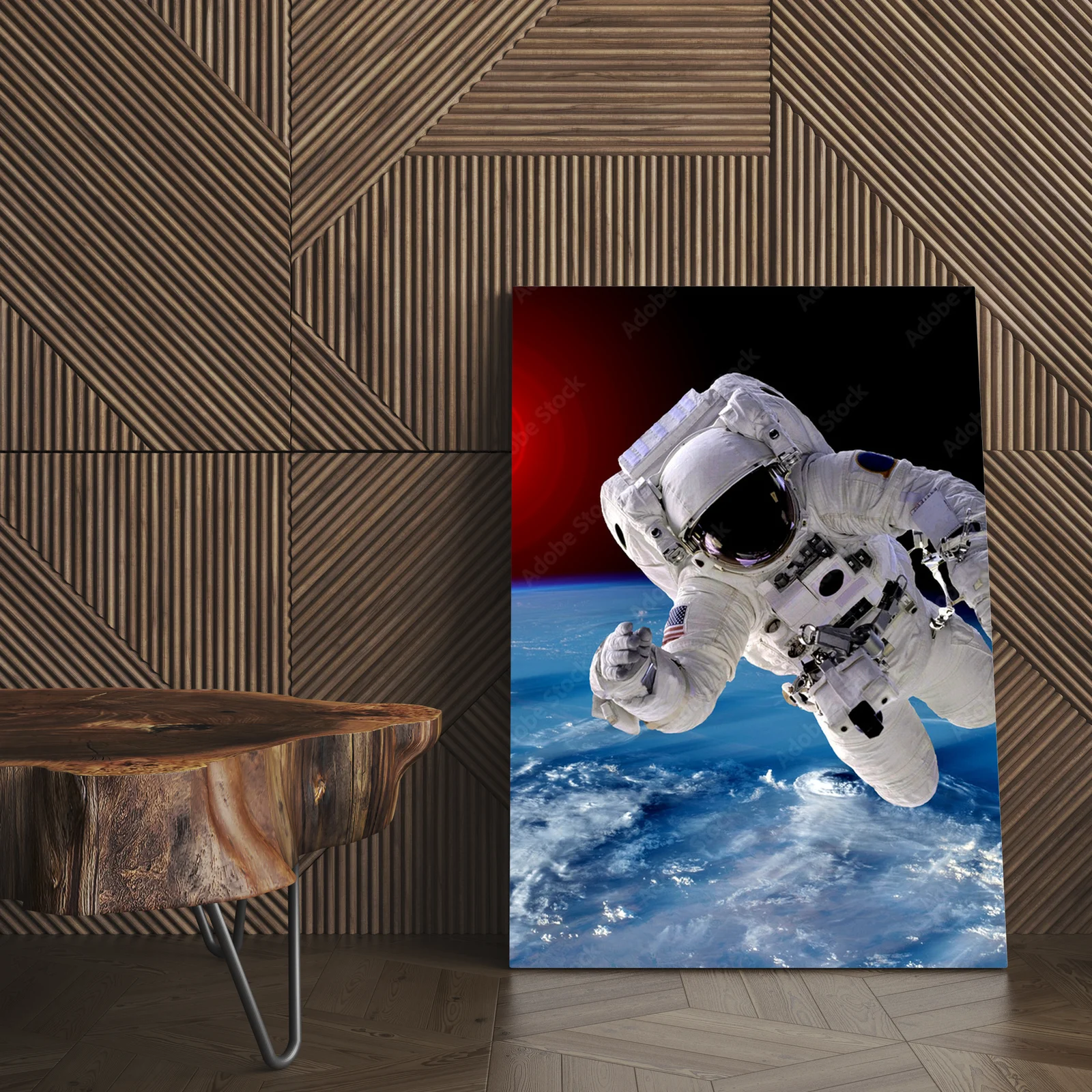 Kosmicznie fascynująca kompozycja astronauty i meteorytu