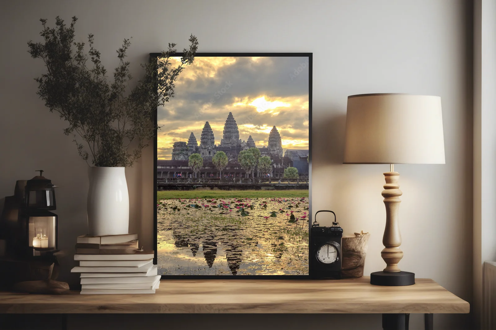 Urok poranku w Angkor Wat – szaro-białe piękno
