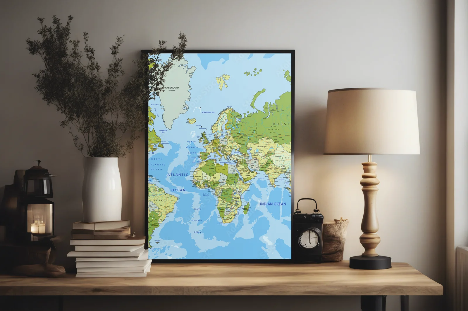 Szczegółowa mapa polityczna świata w pastelowych barwach