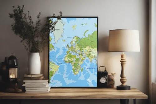 Szczegółowa mapa polityczna świata w pastelowych barwach