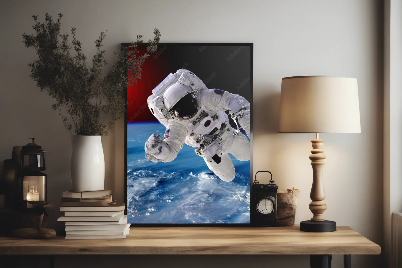 Kosmicznie fascynująca kompozycja astronauty i meteorytu