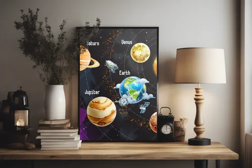 Słoneczny system planet w hipnotyzujących odcieniach
