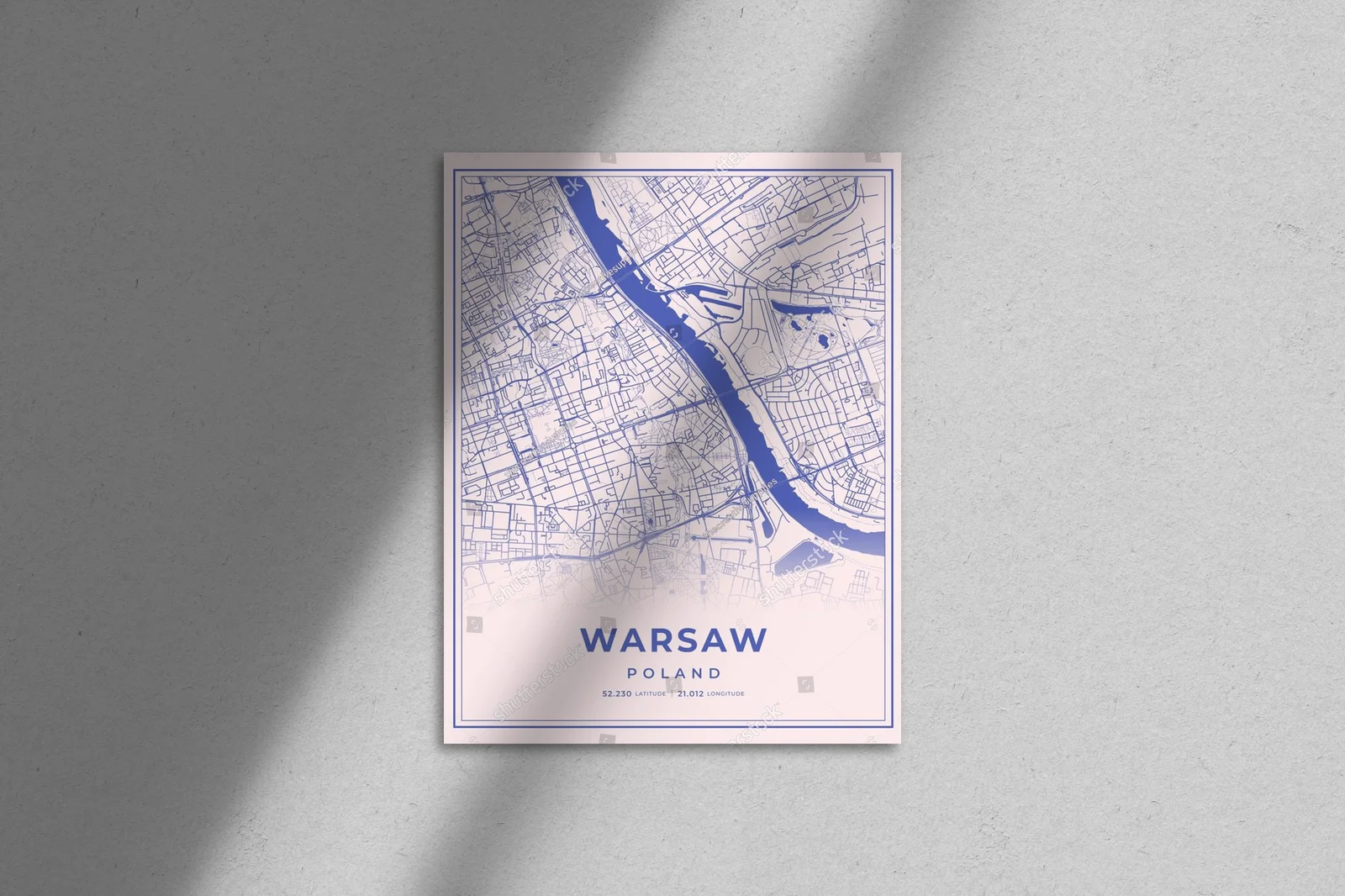 Warszawski mapa w pastelowych odcieniach