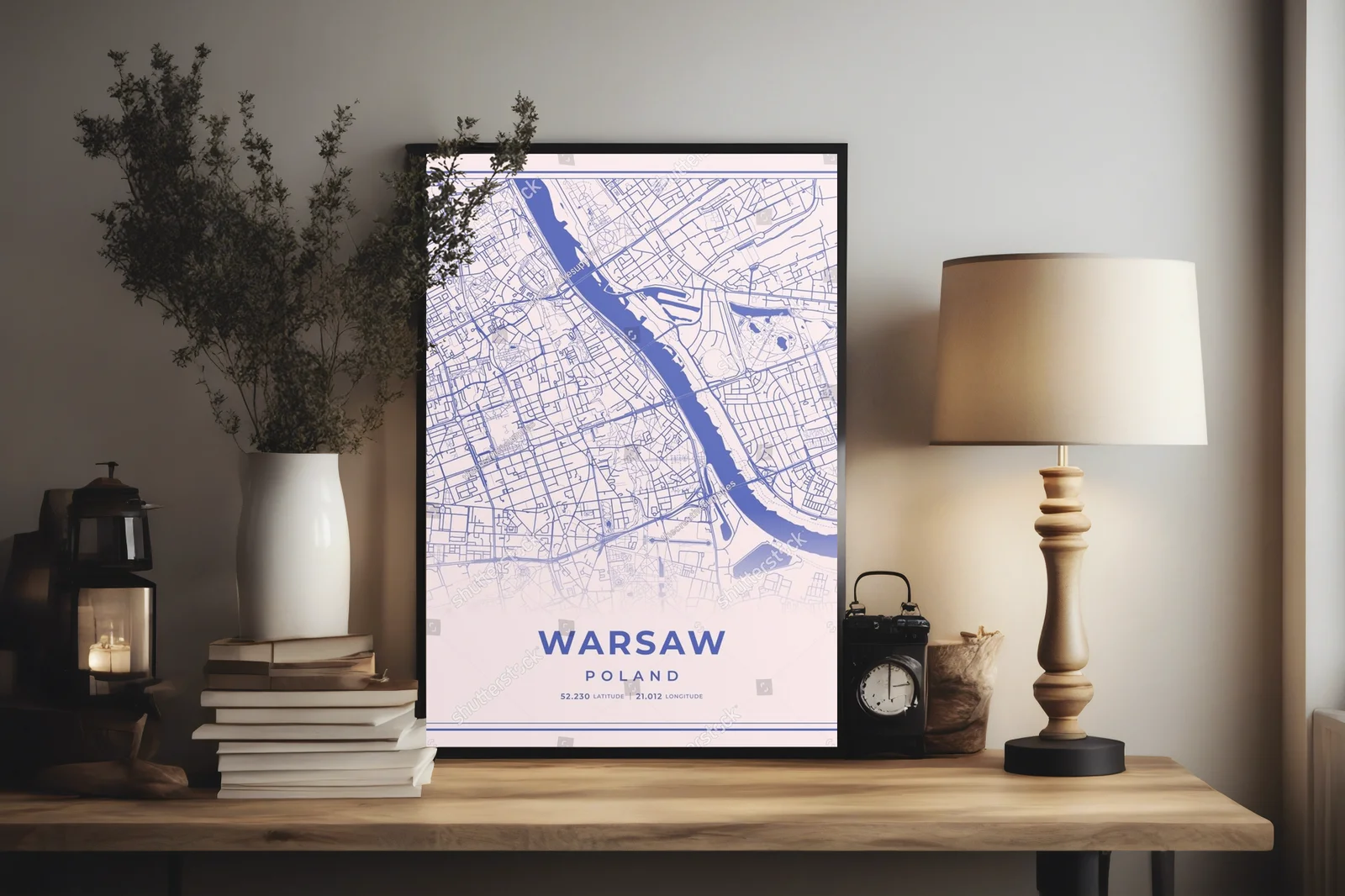 Warszawski mapa w pastelowych odcieniach