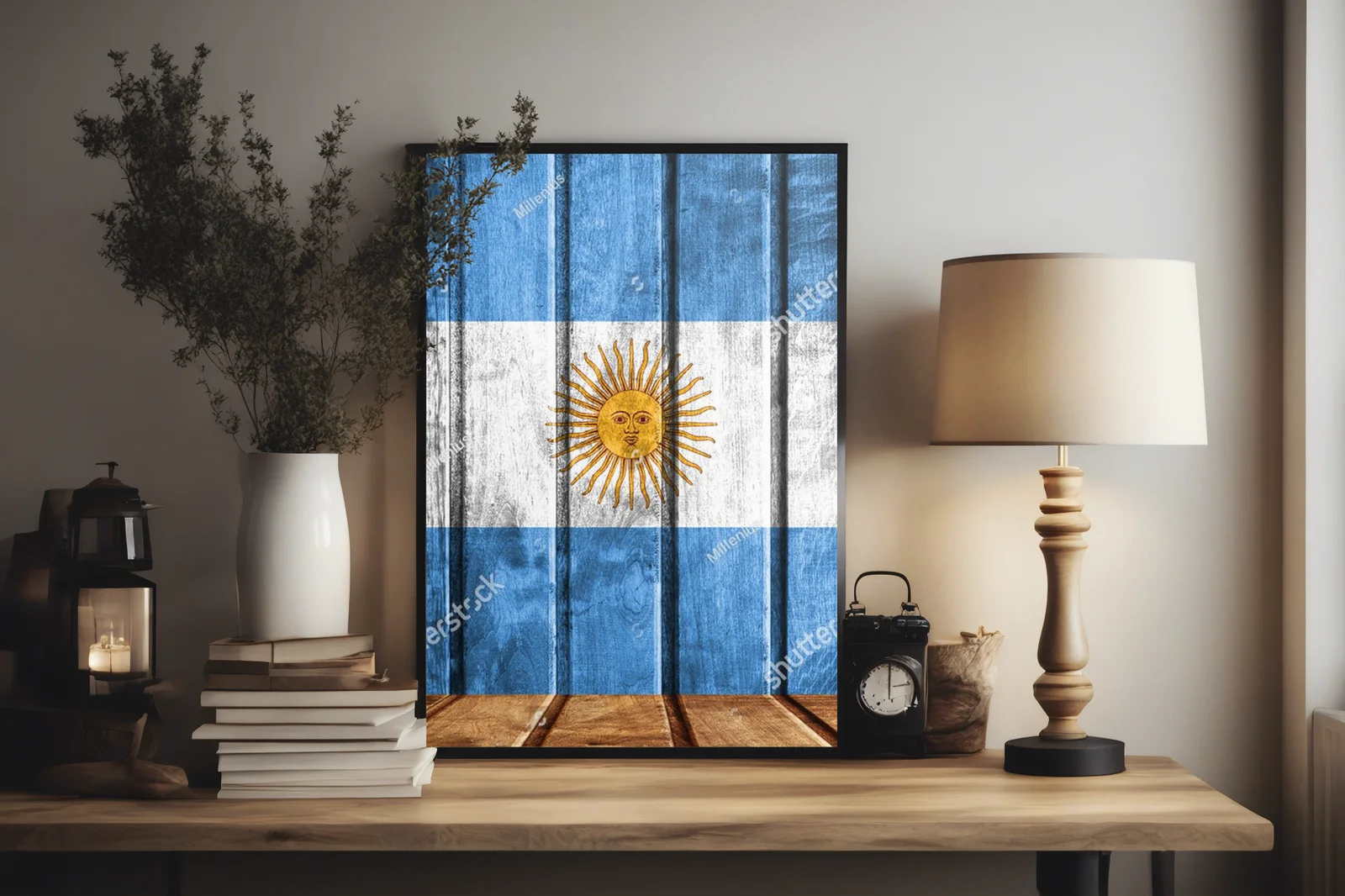 Argentyńska bandera na rustykalnym tle