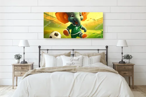 Radosne słonie na boisku w świetle stadium