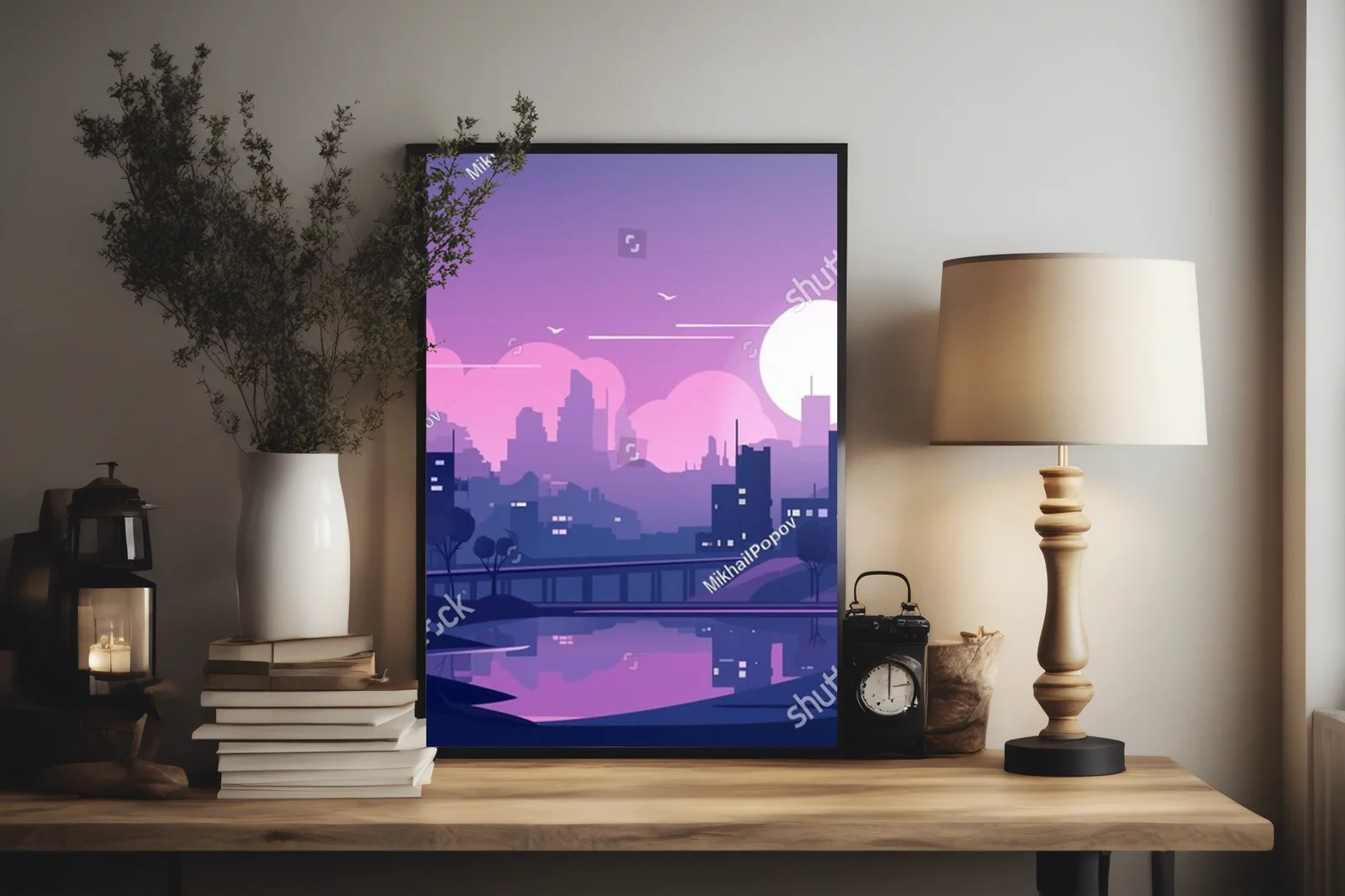 Futurystyczny pejzaż miejskiej nocy w neonowych odcieniach