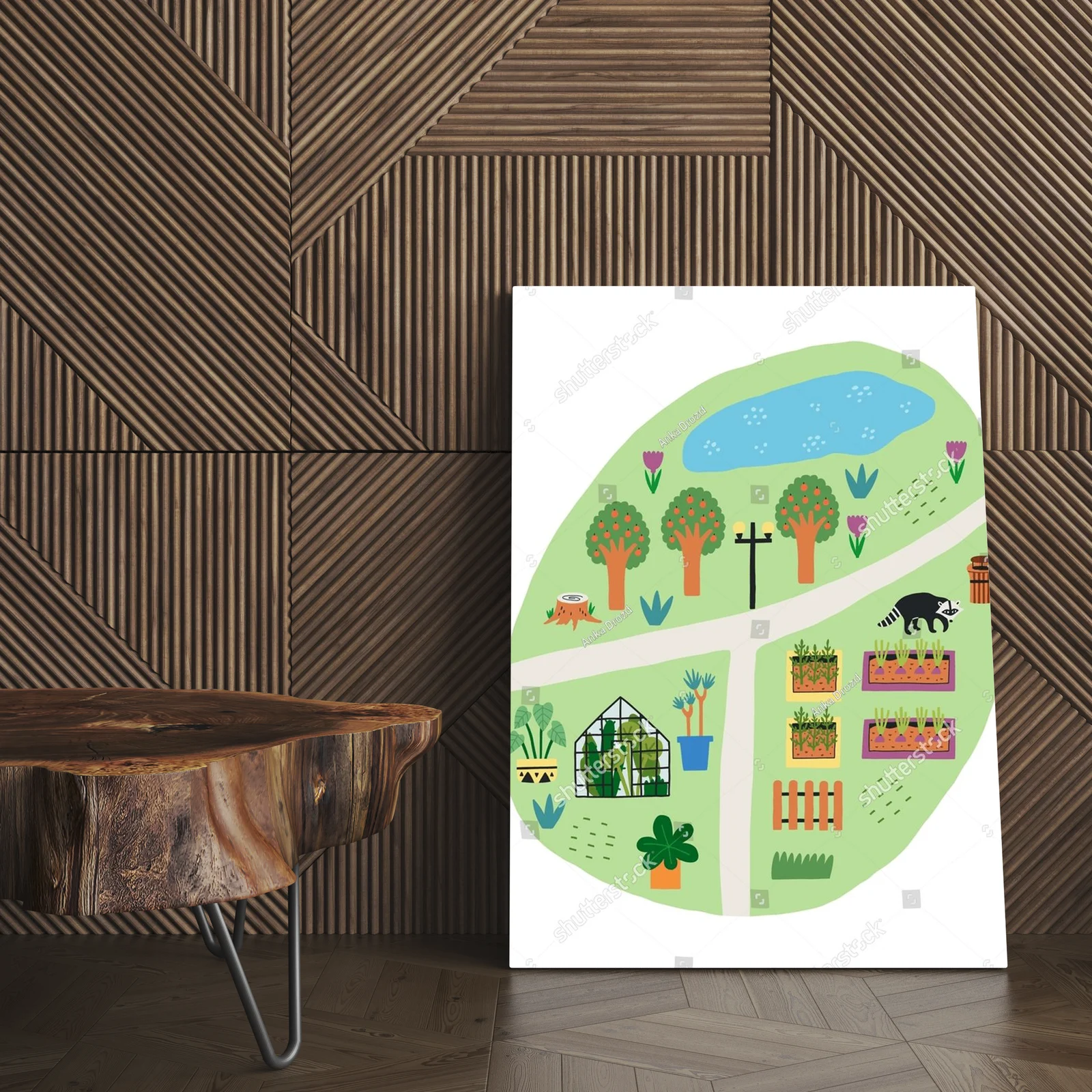 Mini mapa naturalnych ogrodów w pastelowych tonacjach