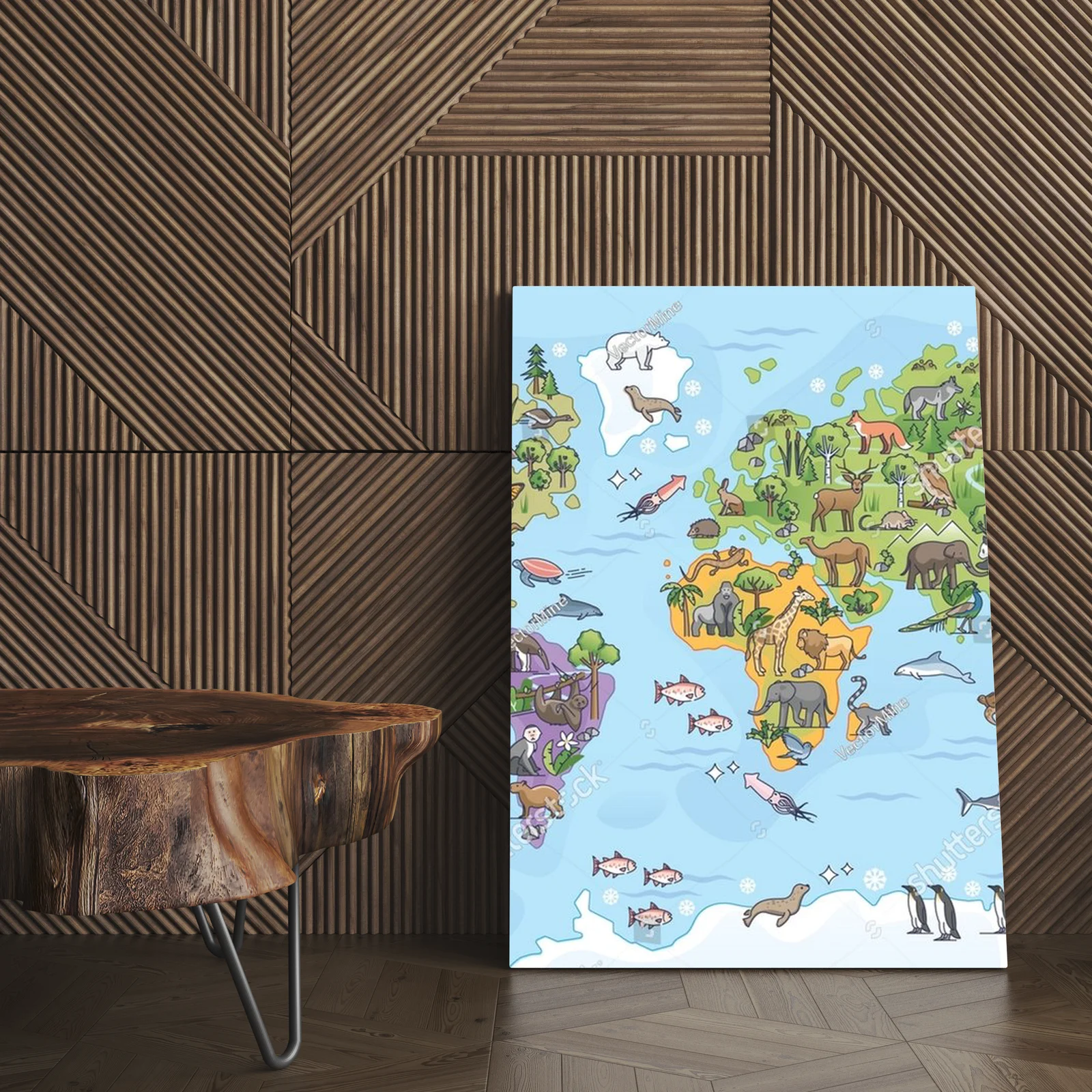Zachwycająca mapa zwierząt w pastelowych barwach