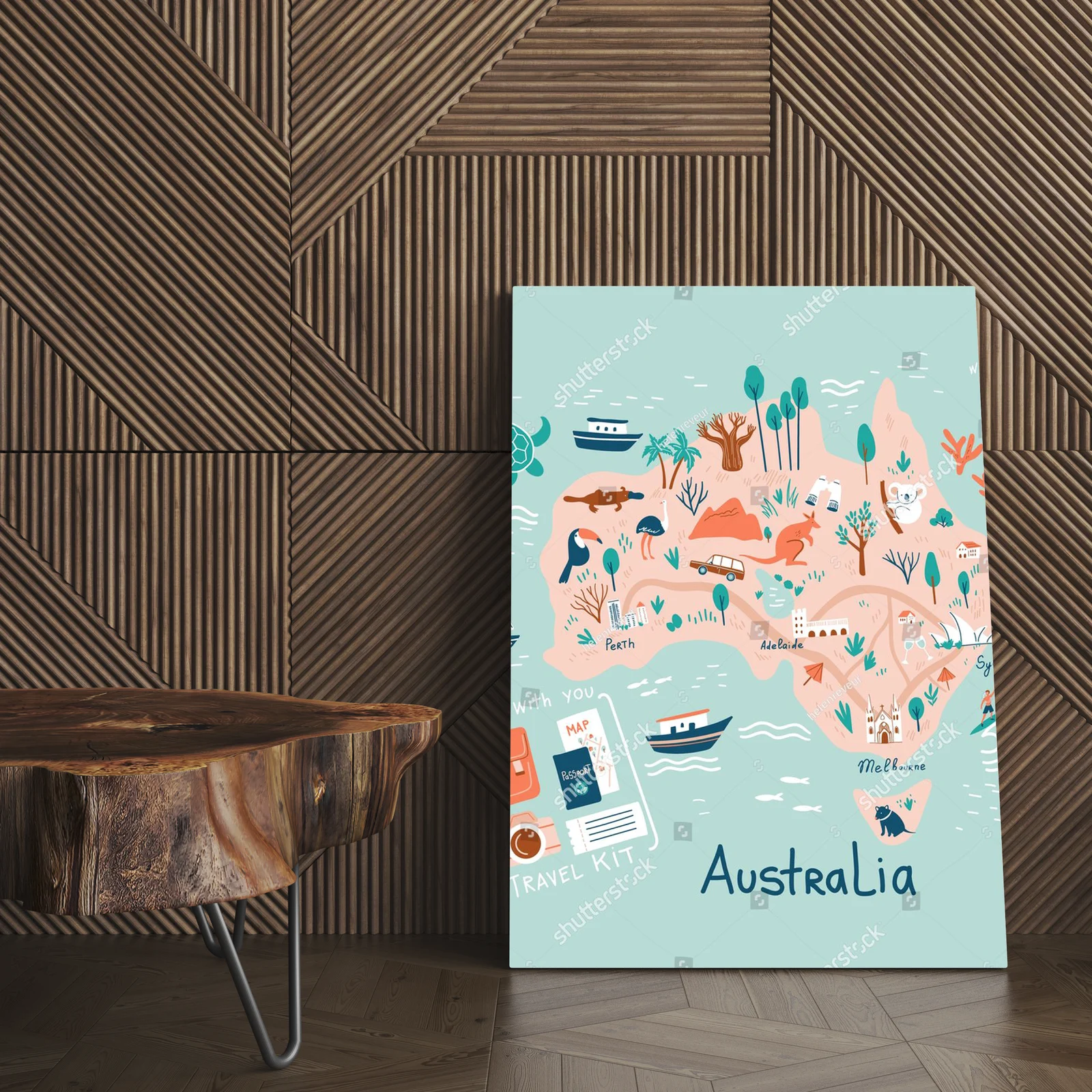 Szalona mapa Australii w pastelowych barwach
