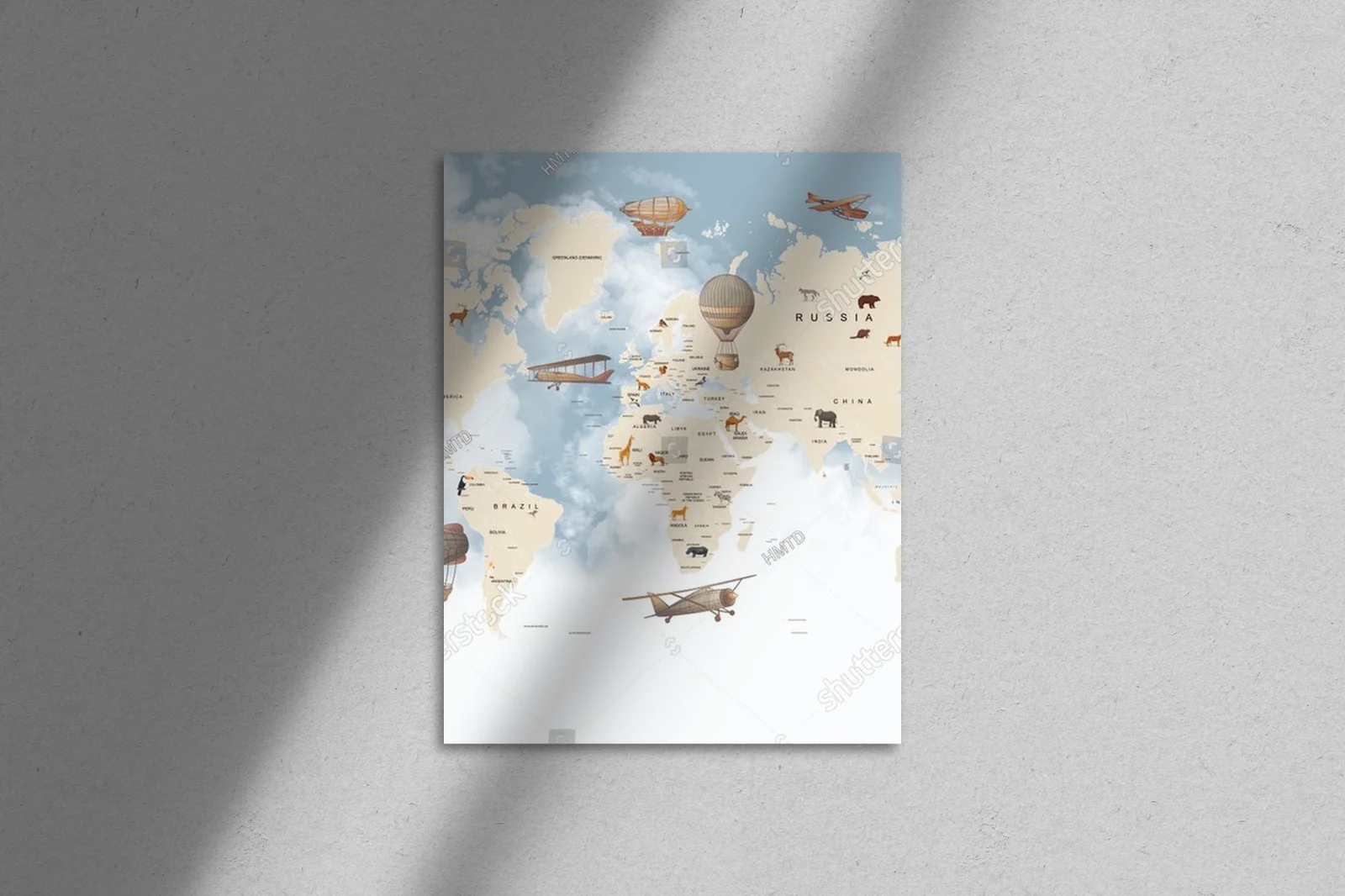 Dziecięca retro mapa świata pełna przygód