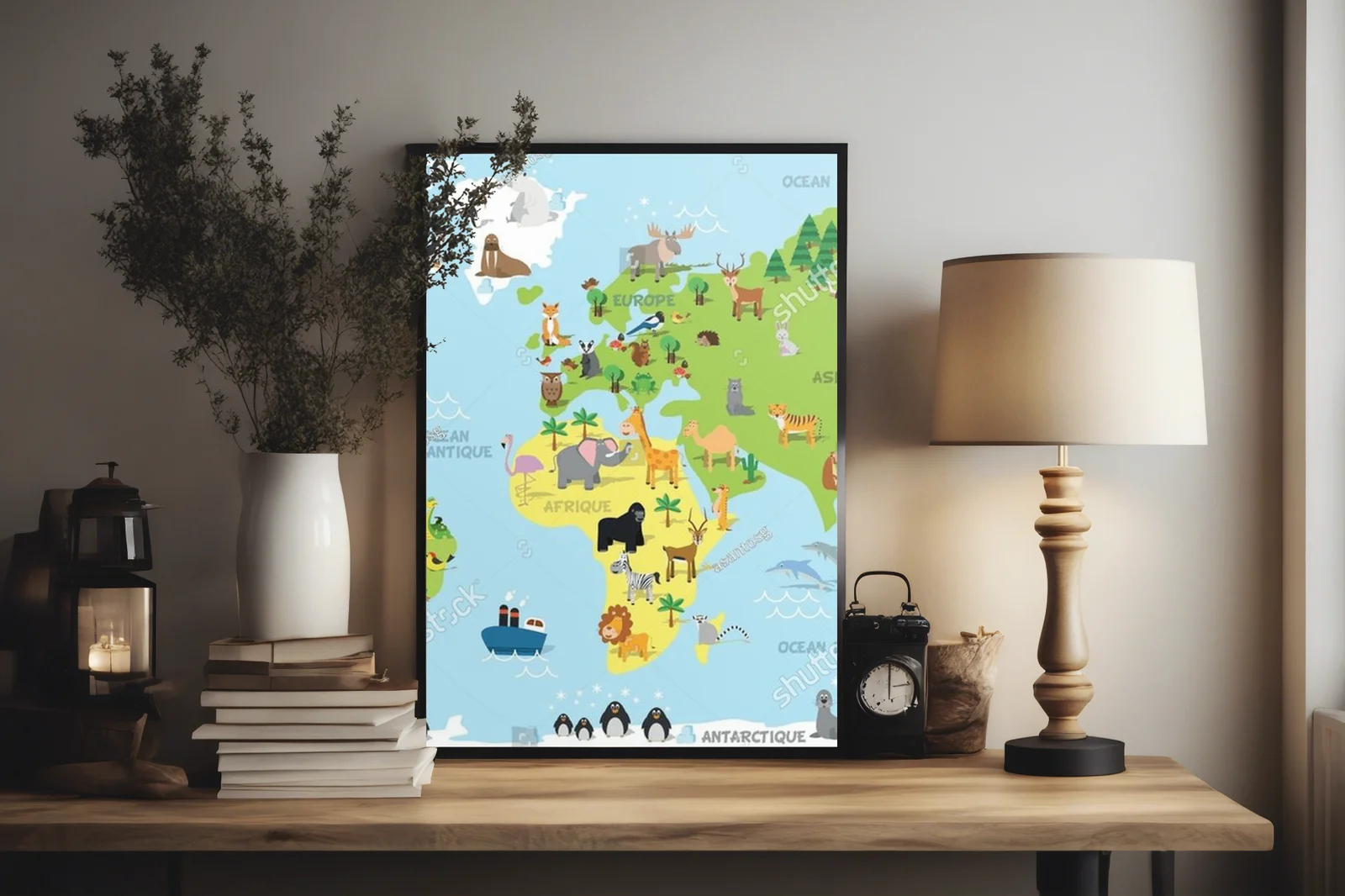 Urocza mapa świata w pastelowych barwach