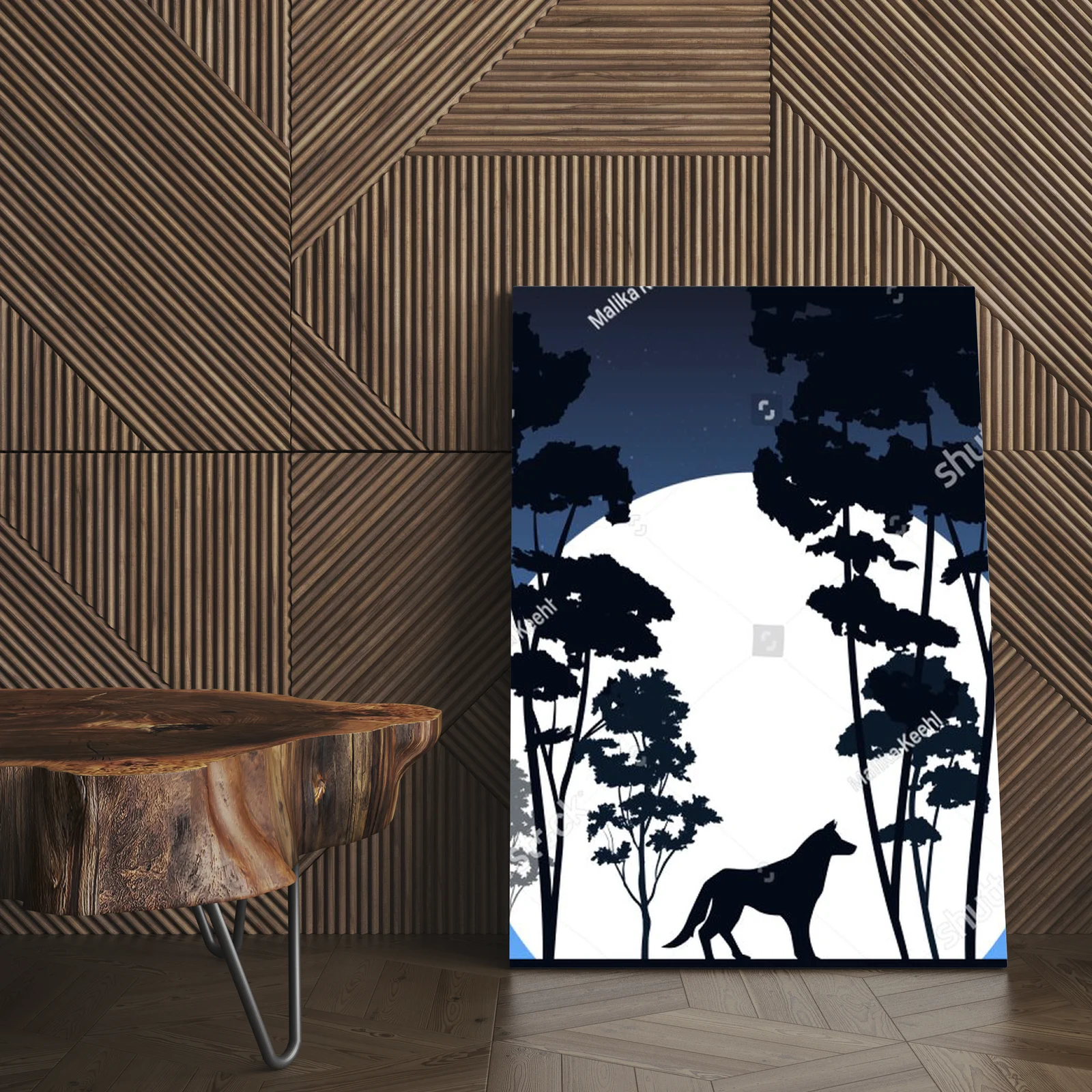 Samotny wilk pod nocnym niebem