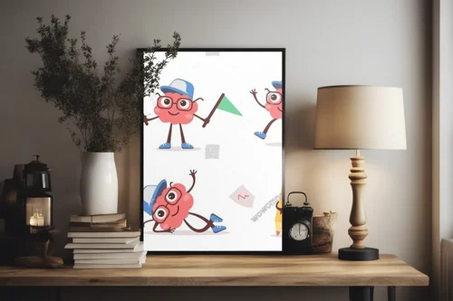 Radosny mózg w kolorowej kompozycji pełnej inspiracji