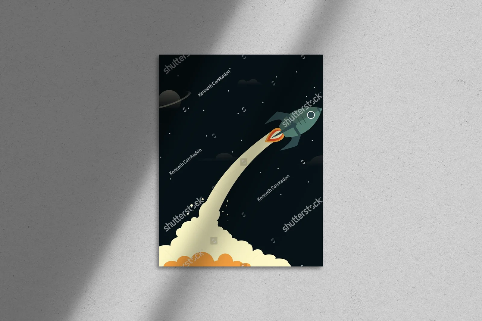 Futurystyczny start rakiety w nocnym niebie