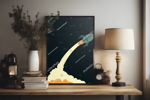 Futurystyczny start rakiety w nocnym niebie