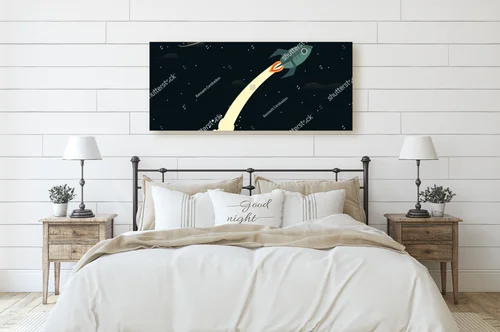 Futurystyczny start rakiety w nocnym niebie