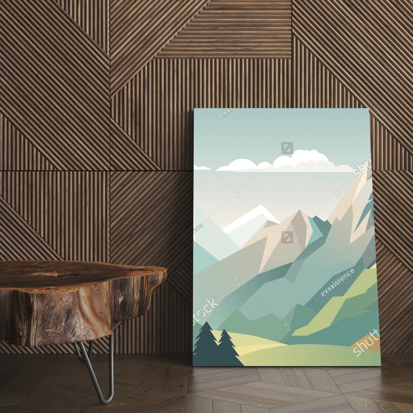 Minimalistyczna panorama górska w stonowanych barwach