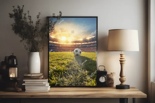 Piłkarska pasja na tle rozświetlonego stadionu