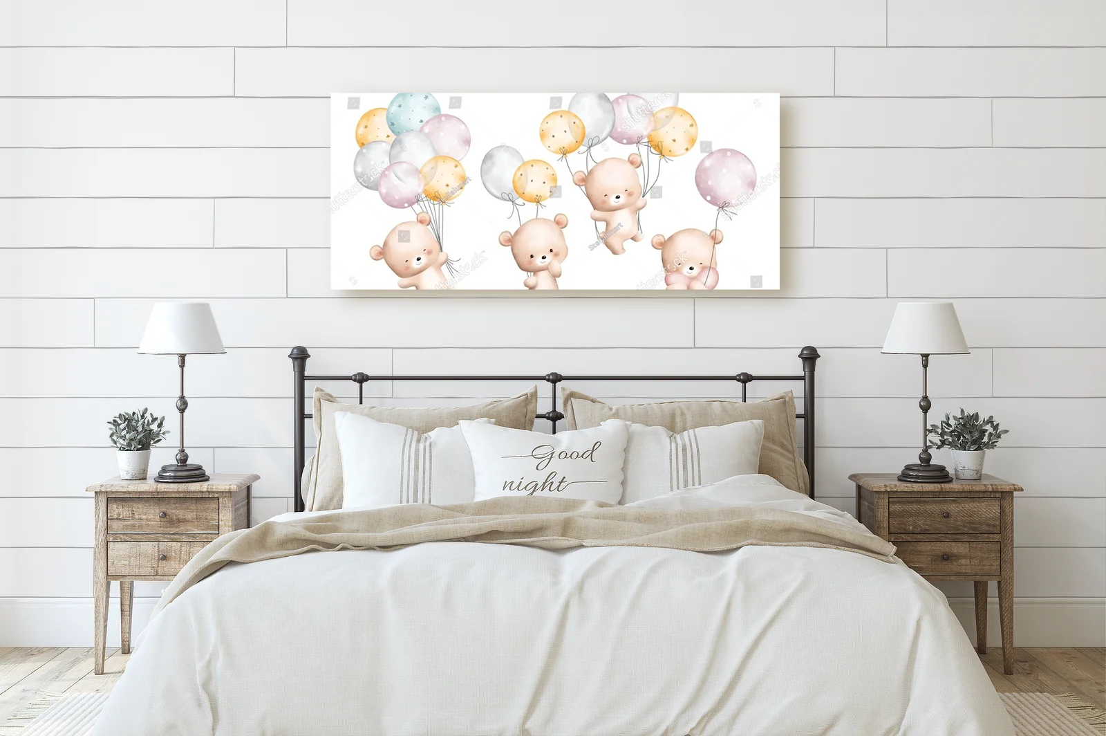 Urocze ilustracje misiów z balonami w stonowanych kolorach