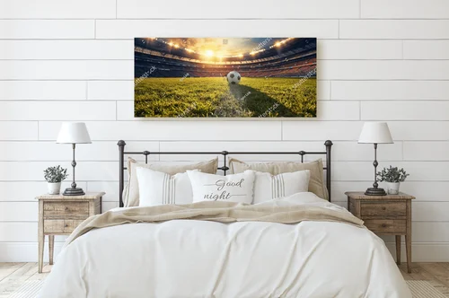 Piłkarska pasja na tle rozświetlonego stadionu