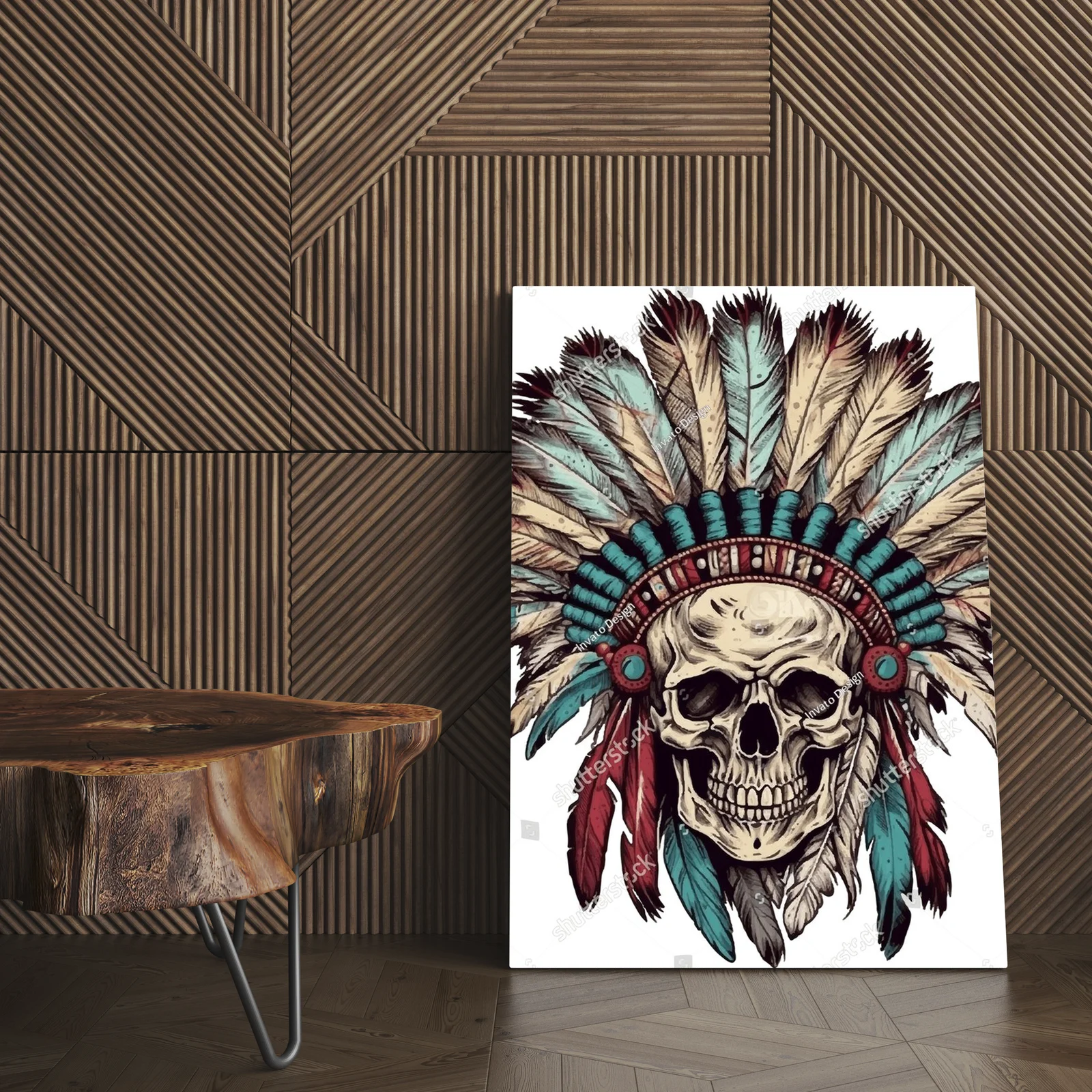 Misterne pióra i czaszka w boho stylu