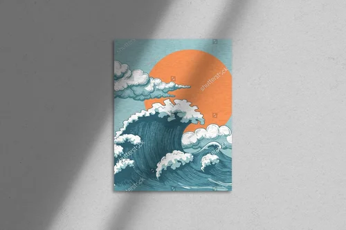 Malowane fale oceanu w marmurowych odcieniach