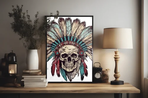 Misterne pióra i czaszka w boho stylu