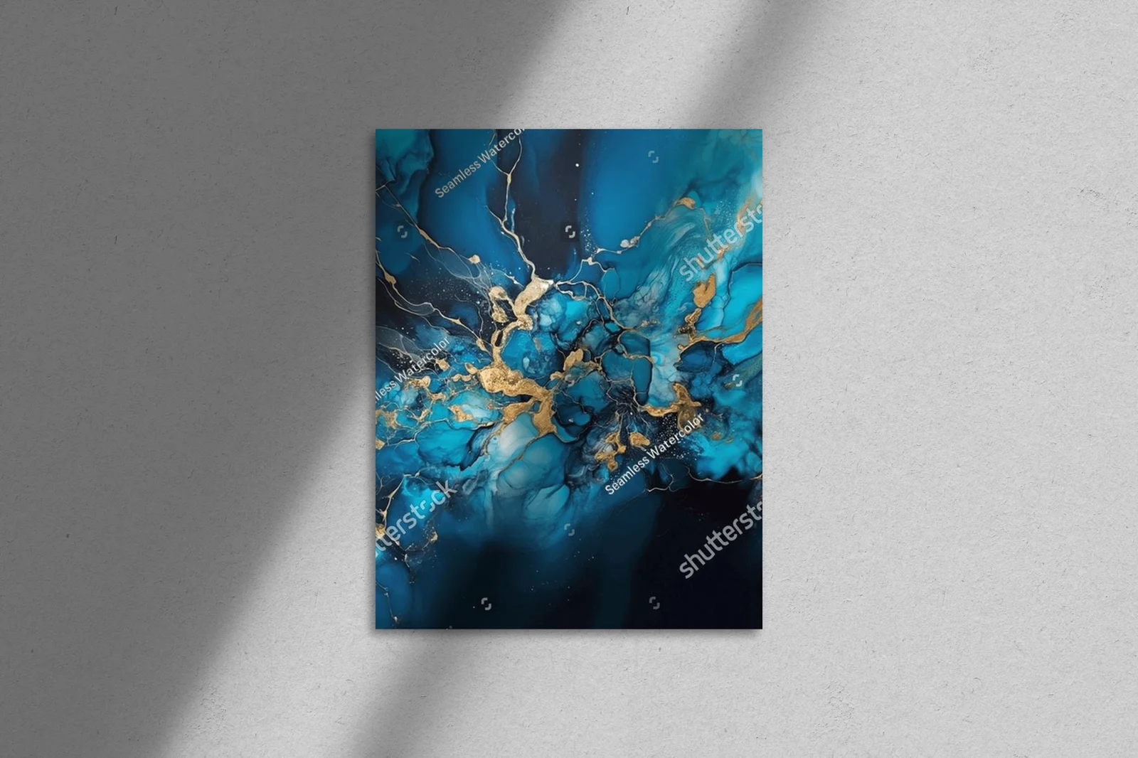 Abstrakcyjne głębiny oceanu w niebiesko-złotych odcieniach
