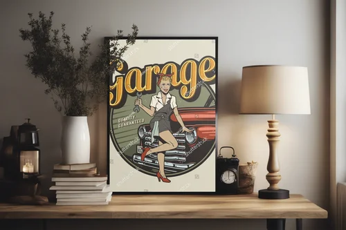 Retro motyw mechanika w pastelowych barwach