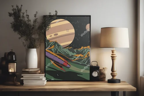 Retro Futurystyczna Ilustracja Kosmiczna