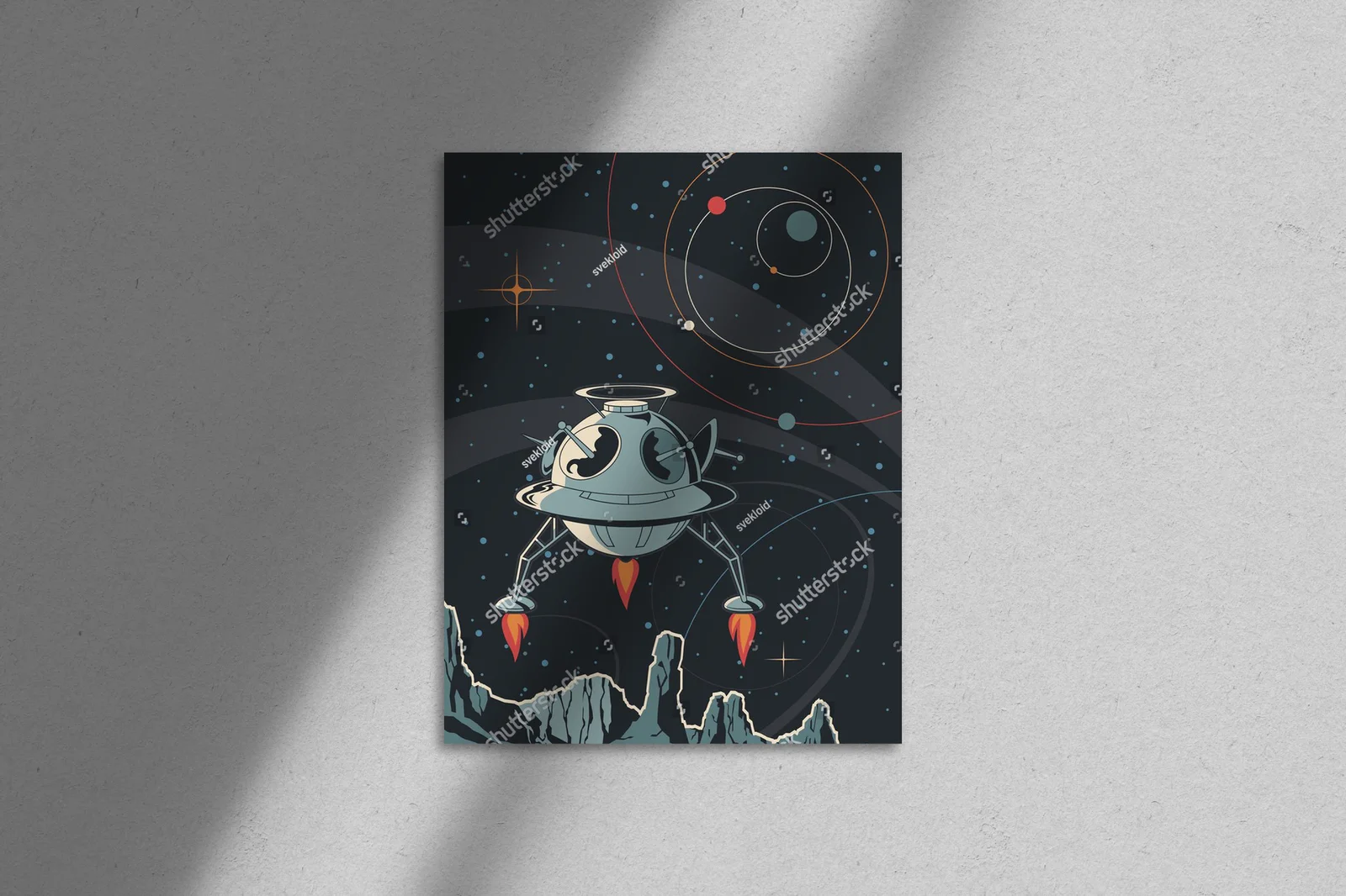 Retro Futura: Kosmiczna Ilustracja w Mrocznych Odcieniach