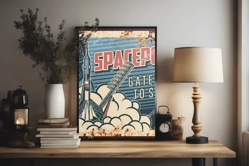 Vintage podróż do gwiazd na zardzewiałej tablicy