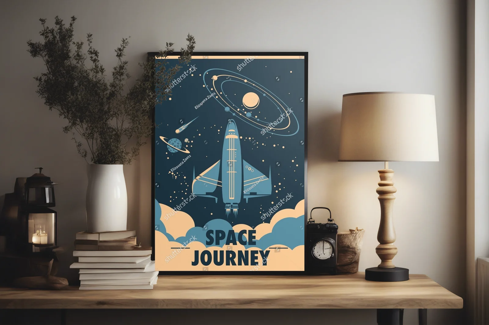 Kosmiczna podróż w niebieskiej tonacji retro