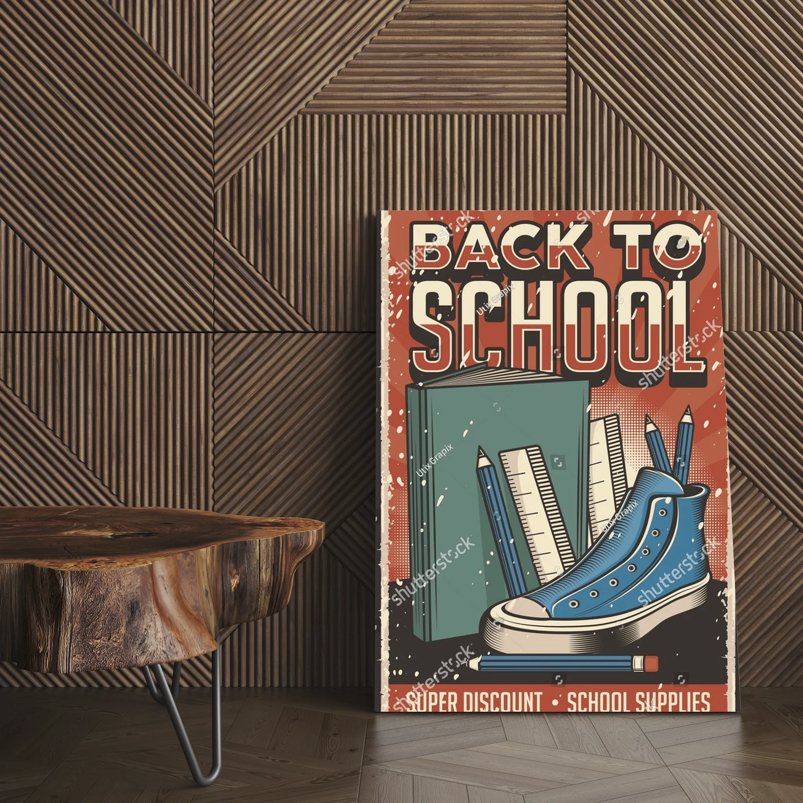 Retro plakat szkolny w rustykalnym stylu