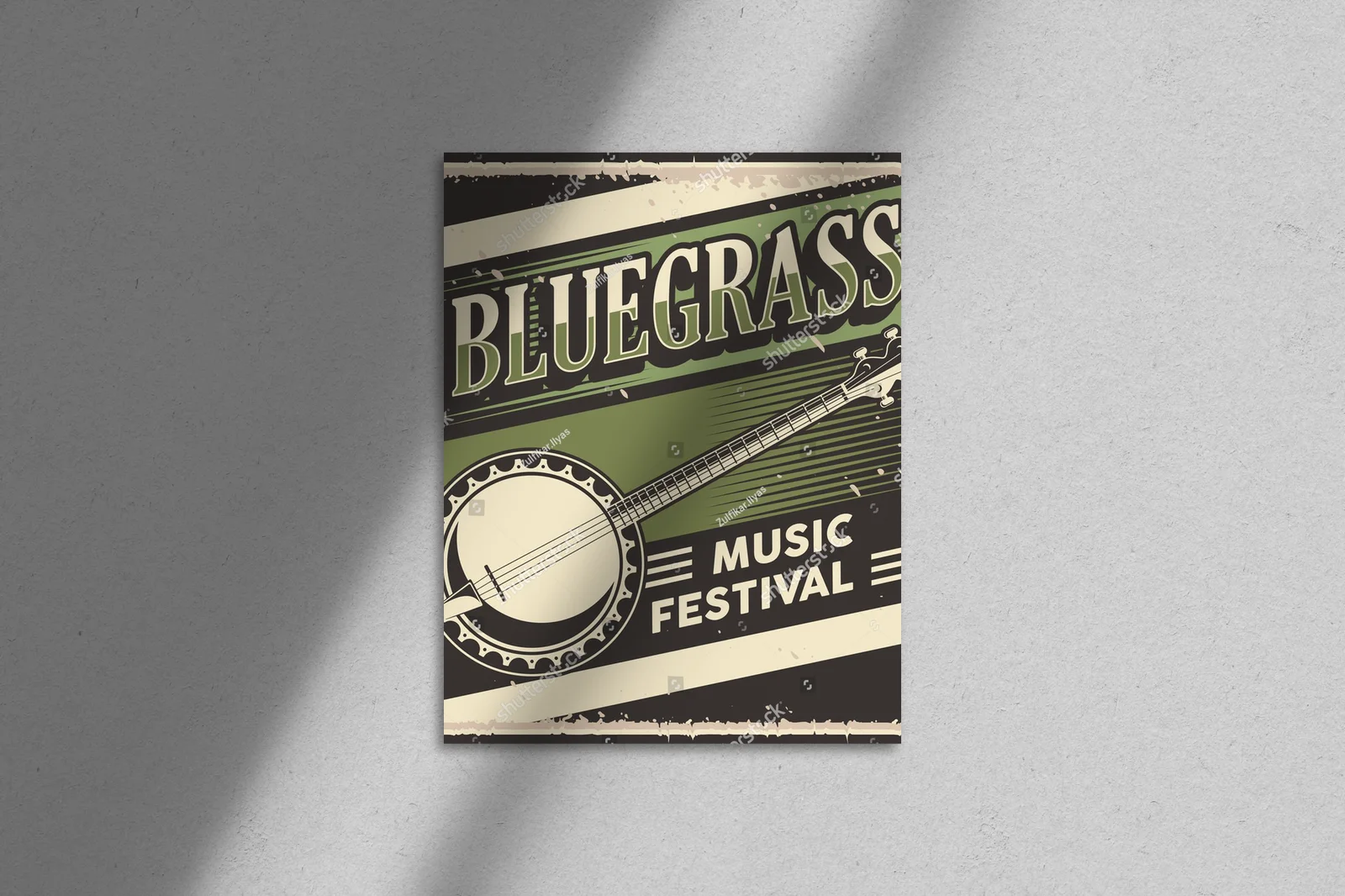 Retro ilustracja muzyki bluegrass w głębokich odcieniach