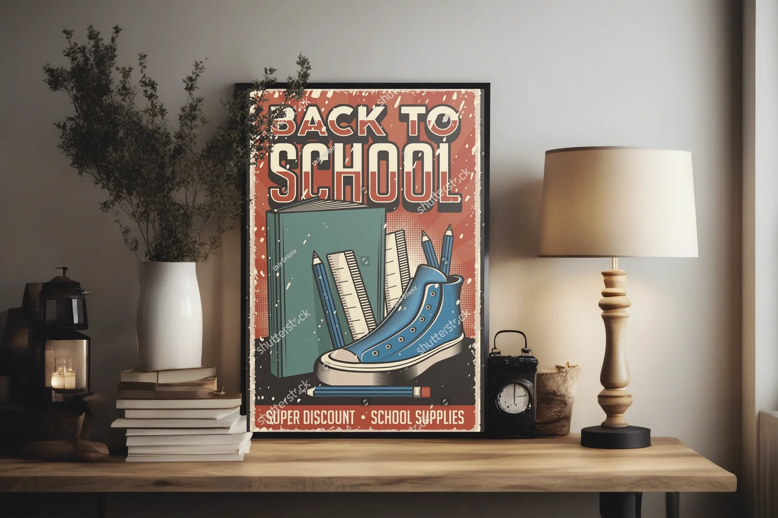 Retro plakat szkolny w rustykalnym stylu
