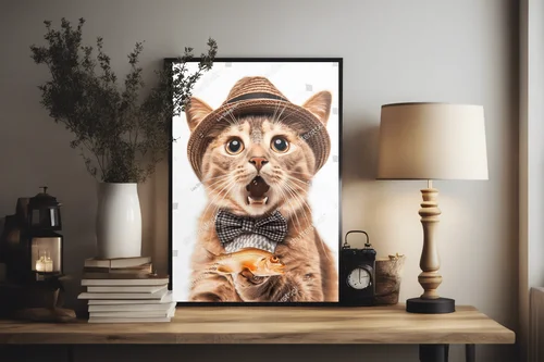 Zaskakujący tabby w słomkowym kapeluszu
