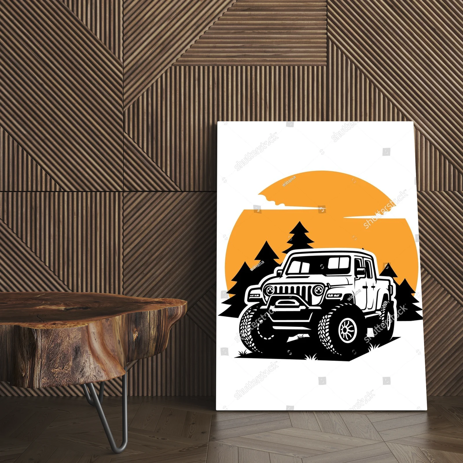 Duch przygody w offroadowej ilustracji SUV