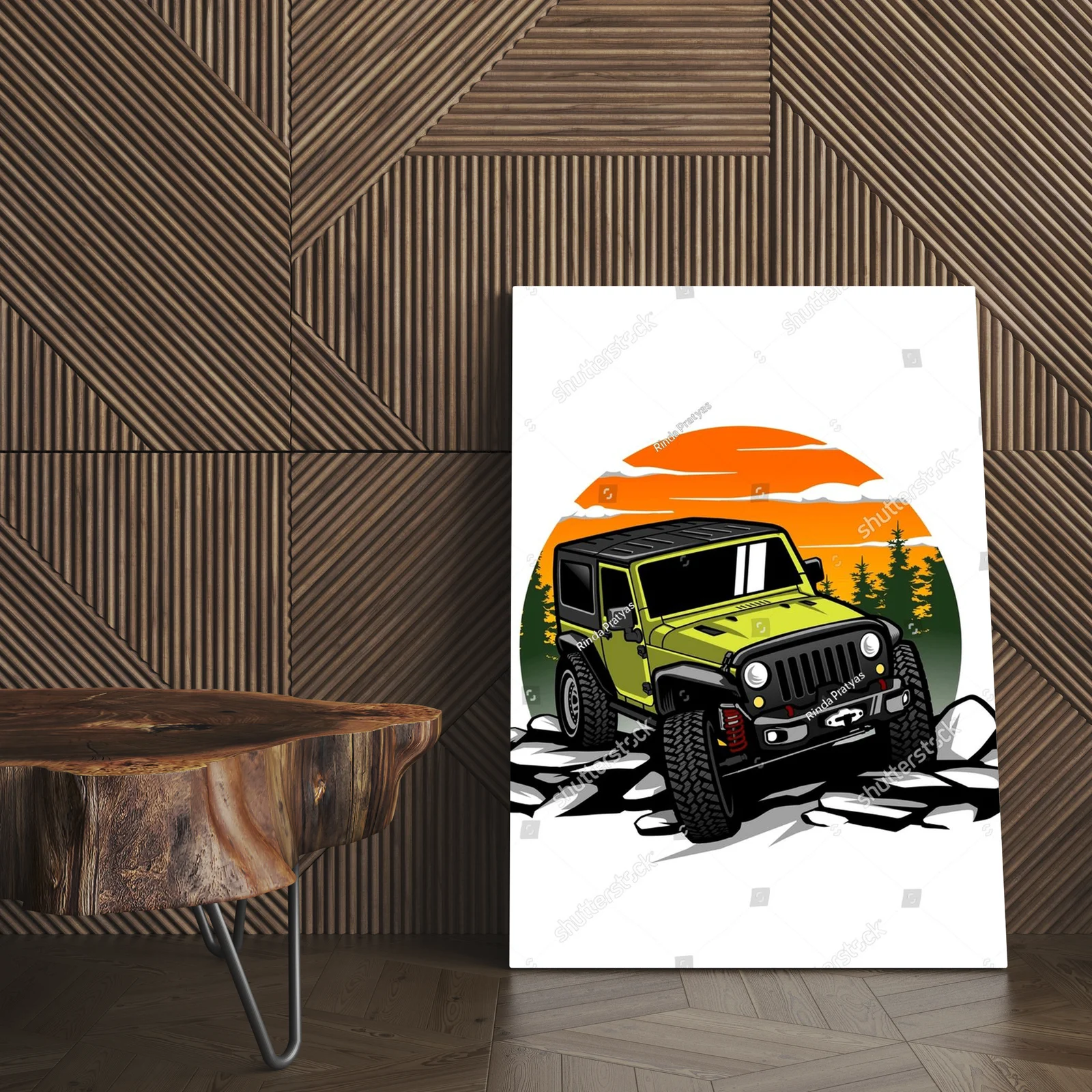 Zielony offroadowy samochód w leśnym krajobrazie