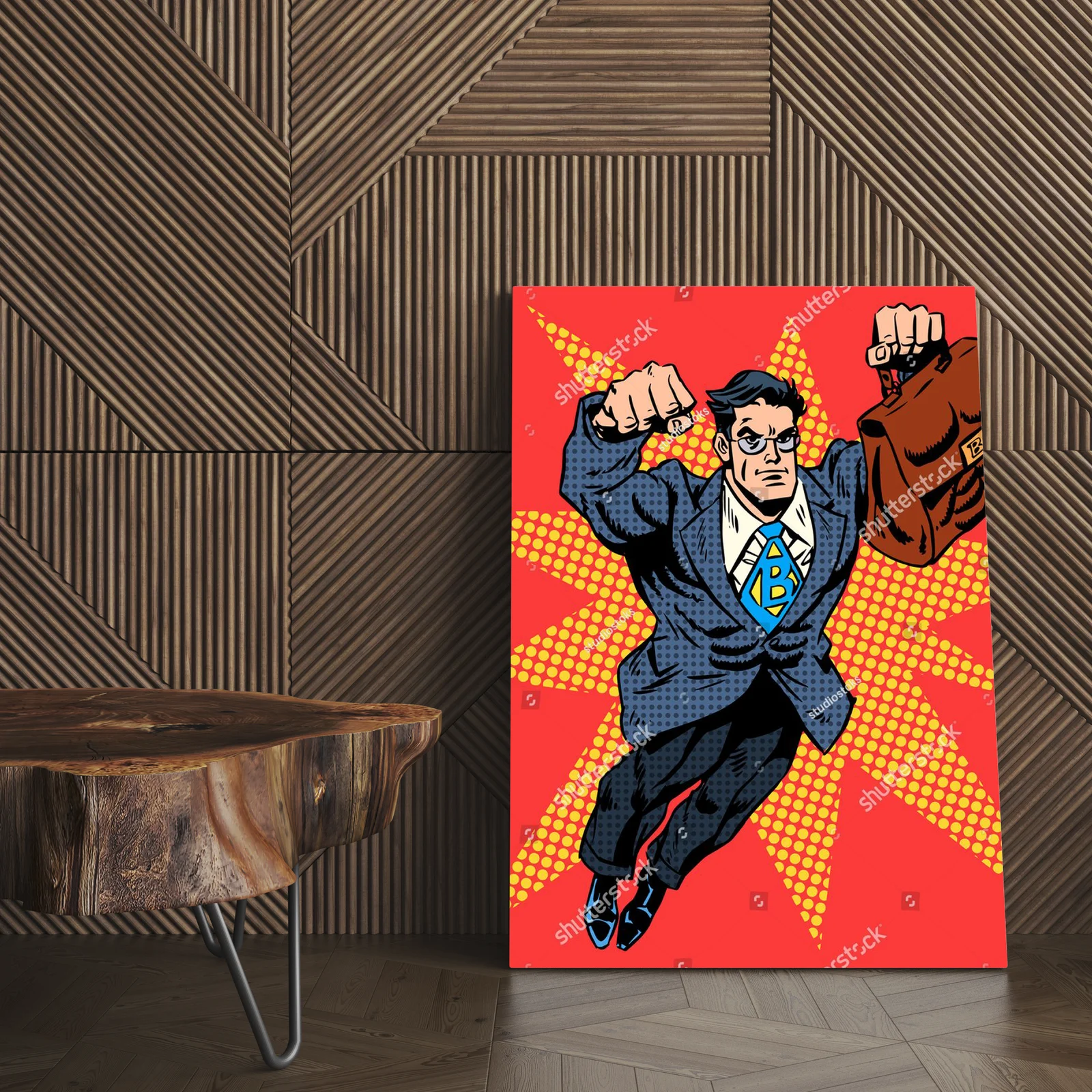 Odważny biznesmen w retro stylu pop art
