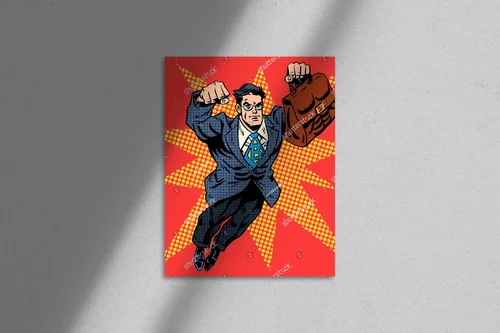 Odważny biznesmen w retro stylu pop art