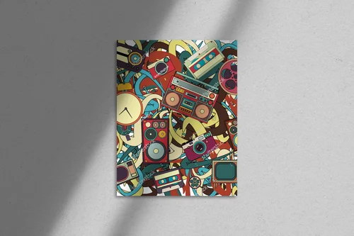 Kolorowe doodle muzyczne w wesołej aranżacji