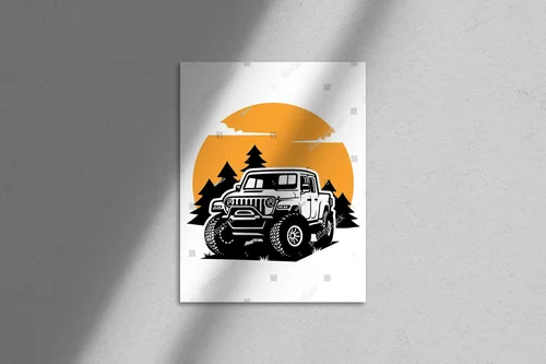 Duch przygody w offroadowej ilustracji SUV