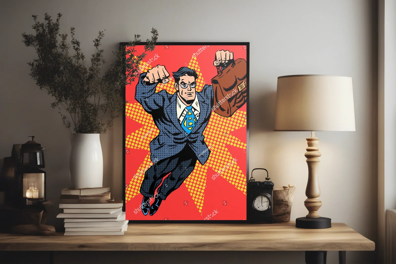 Odważny biznesmen w retro stylu pop art